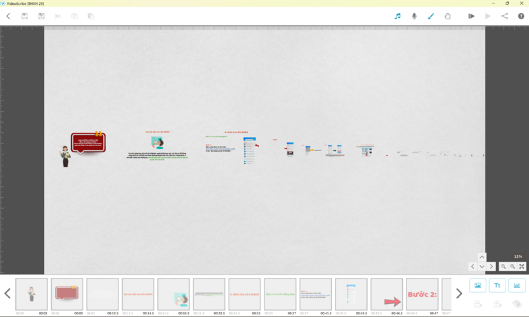 Màn hình làm việc quá trình vẽ video animation bằng phần mềm Videoscribe